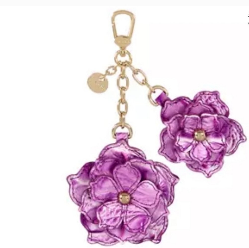 💜▪️Brahmin▪️Flower Duo Lilac Essence Melbourne Genuine Leather Bag Charm